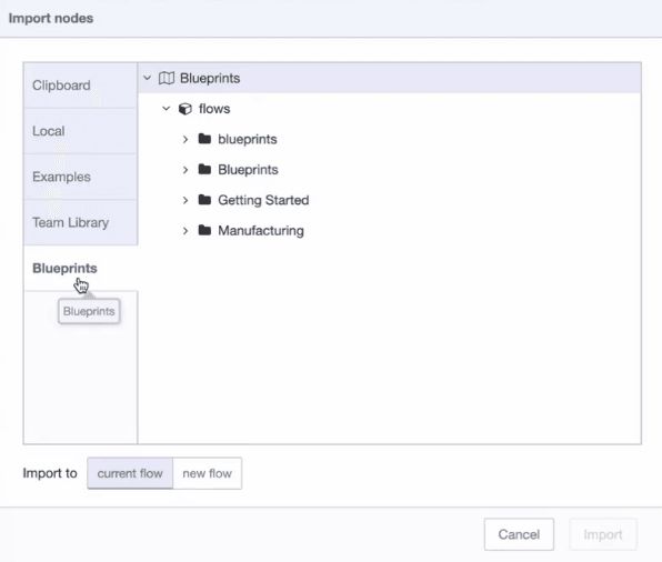 Screenshot of Blueprint Import