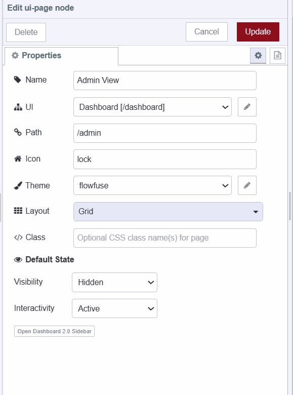 Screenshot displaying admin-only page configuration "Screenshot displaying admin-only page configuration"