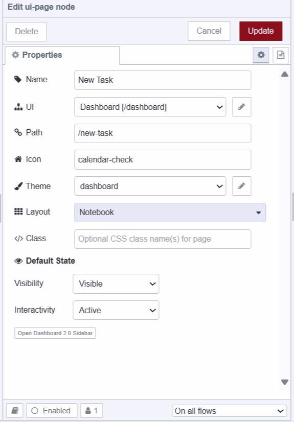 "Screenshot displaying 'new task' page configurations"