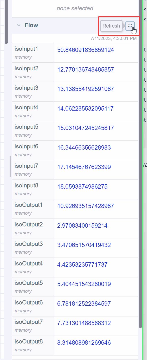 Screenshot showing the flow variables in the context data tab