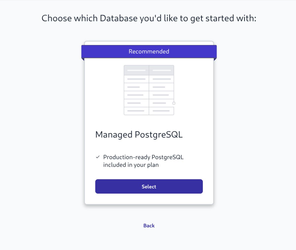 Screenshot of FF Tables create database menu