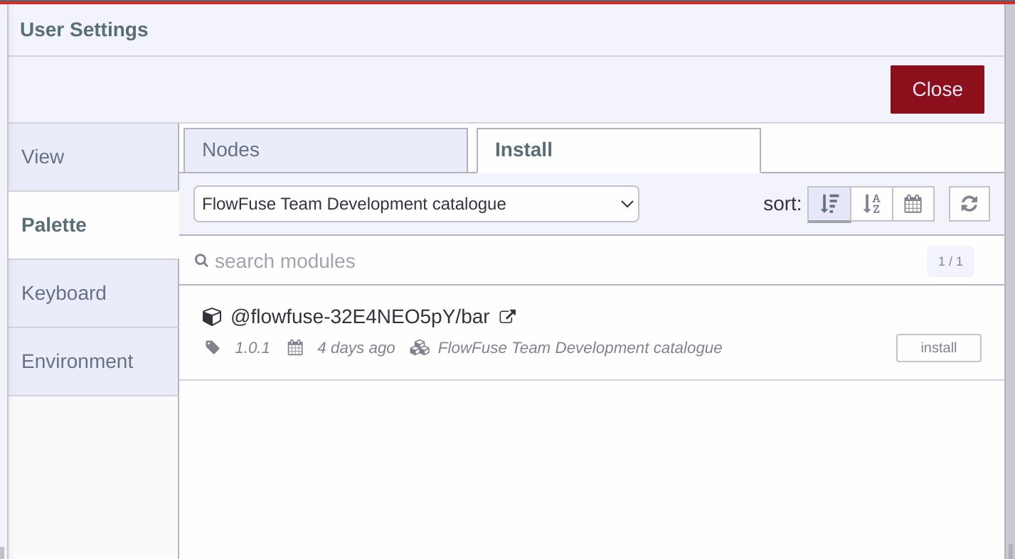Node-RED Custom Catalogue