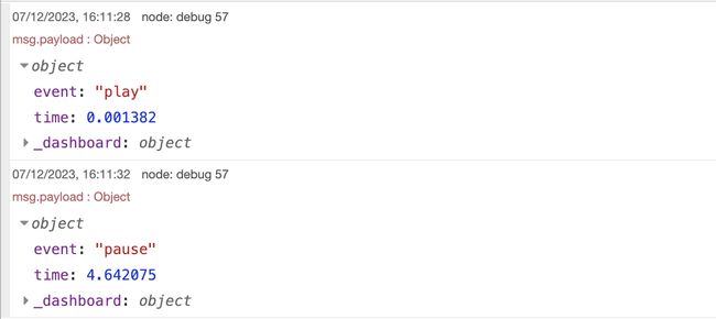 Example debug output when our custom build video player is played/paused
