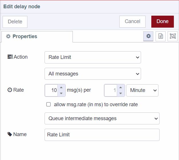 Delay node properties