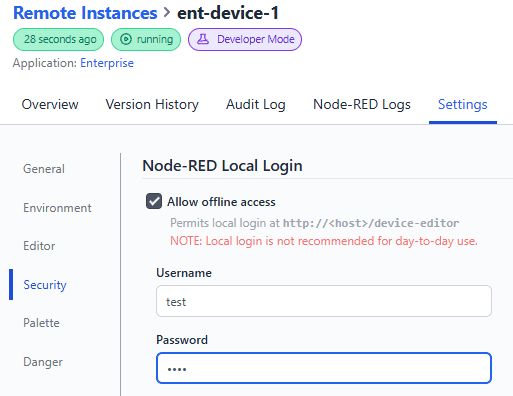 Screenshot of local login options