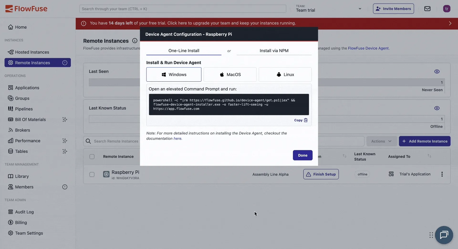 Device Configuration Window