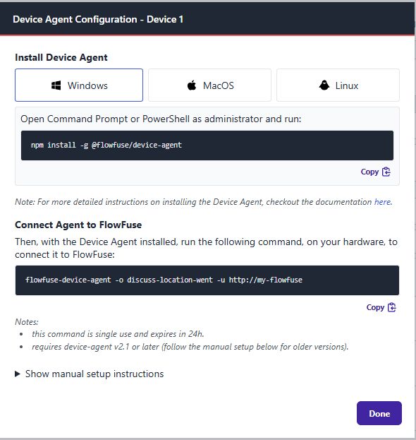 Screenshot of the FlowFuse interface for configuring a Remote Instance