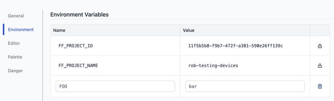 "Setting a environment variable in FlowFuse"