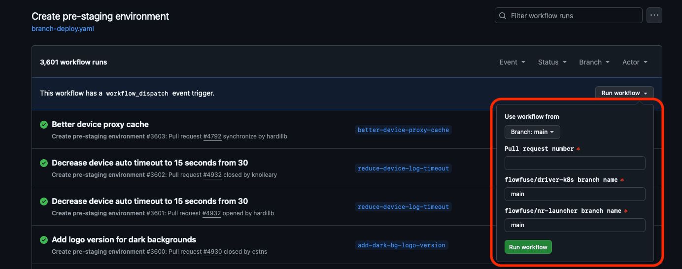 Create pre-staging environment workflow inputs