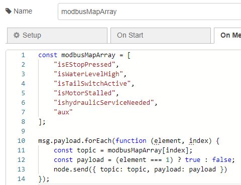 Modbus function node