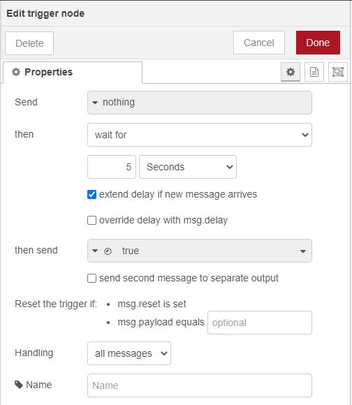 Trigger node configuration