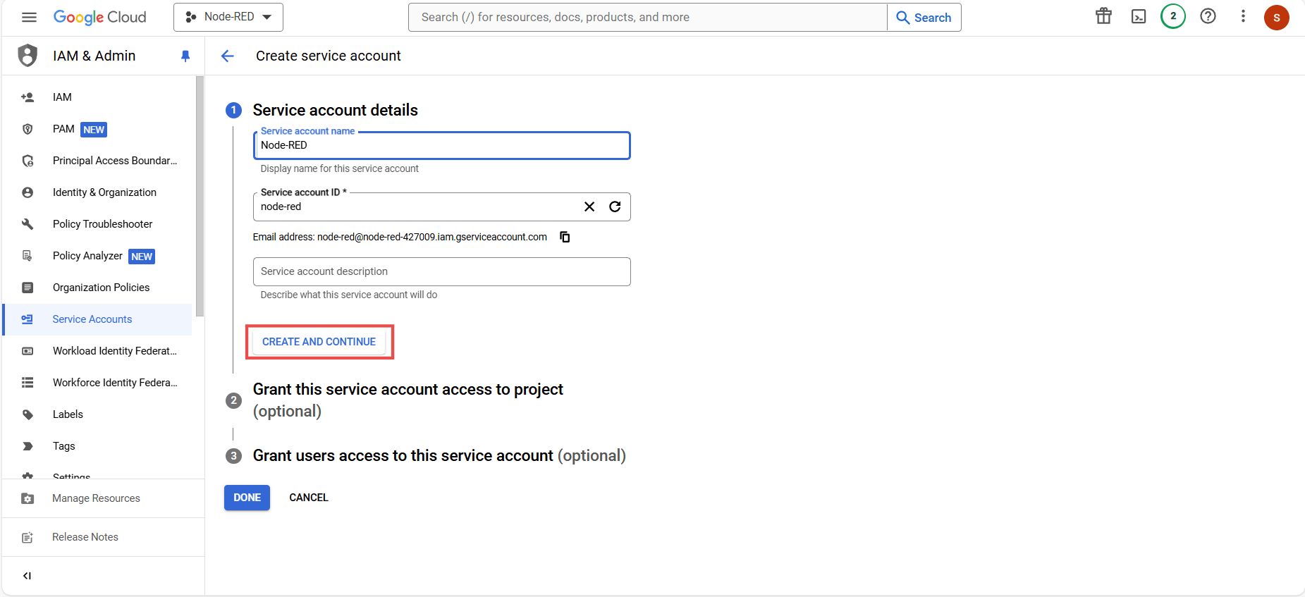 Screenshot showing the 'Create' button "Screenshot showing the 'Create' button"