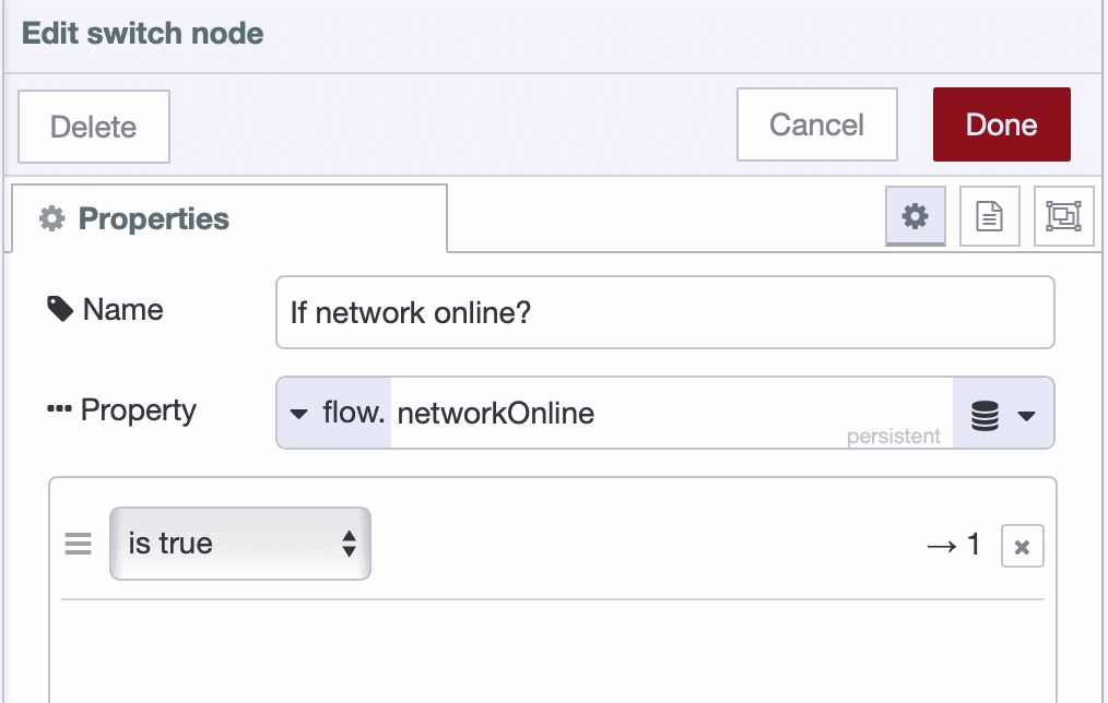 Switch node verifying network connectivity before sending data