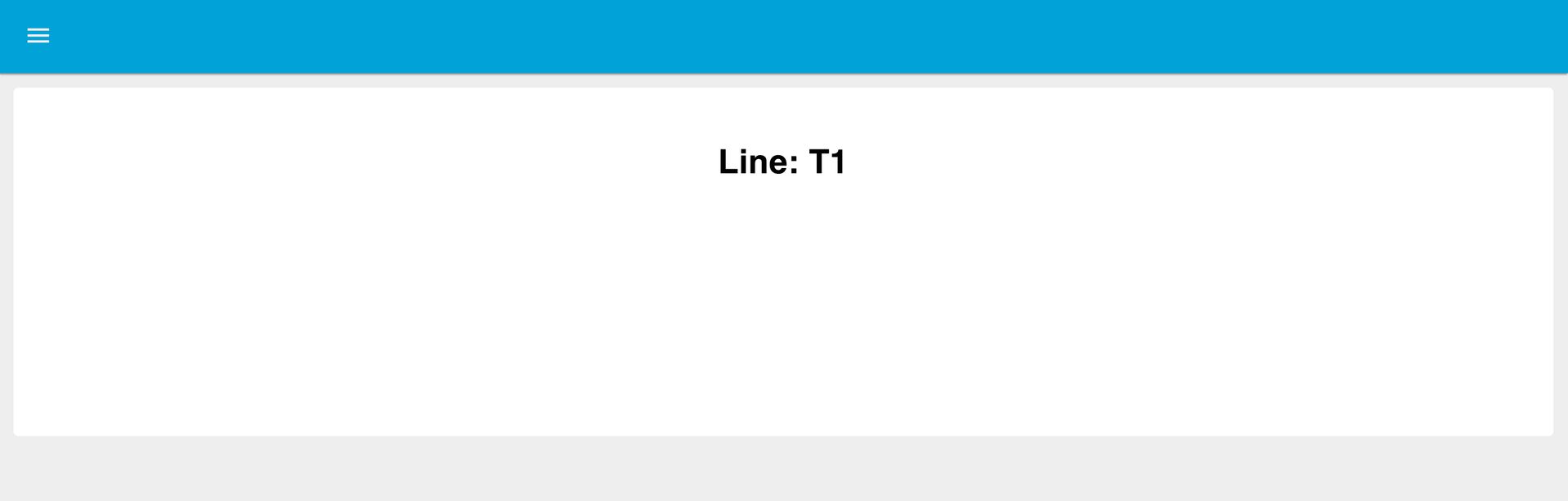 Dashboard view showing the title of the selected production line centered at the top.