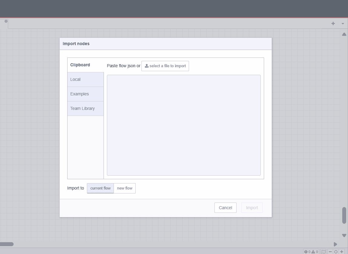 Import option of the main menu's options