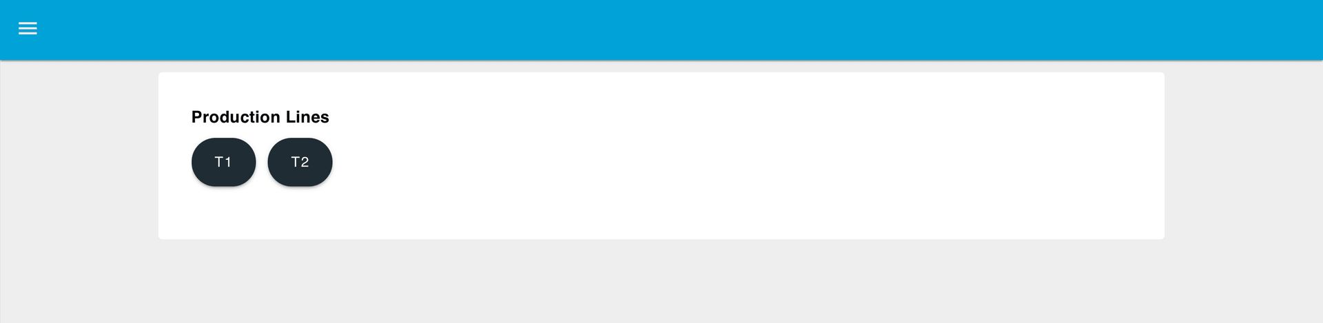 FlowFuse Dashboard displaying styled buttons for each production line, enabling quick navigation to specific line pages.