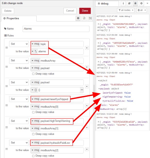 Configuring the Modbus node
