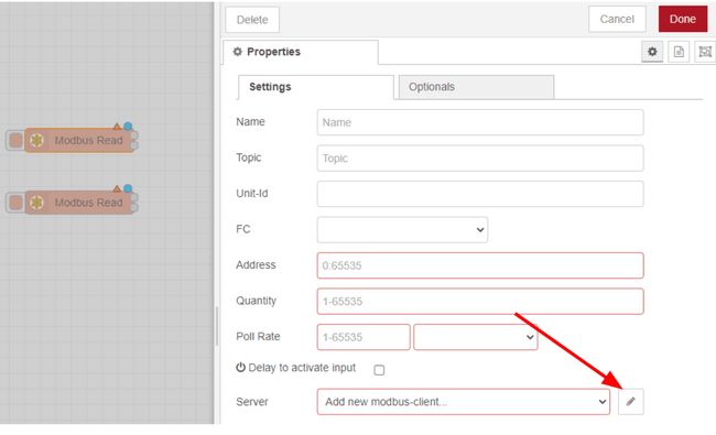 Adding a Modbus server