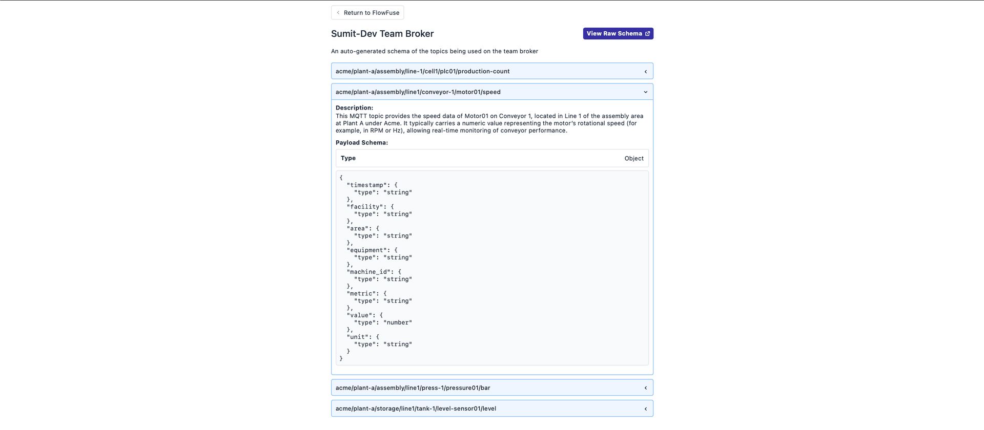 Topic schema auto-generated by FlowFuse