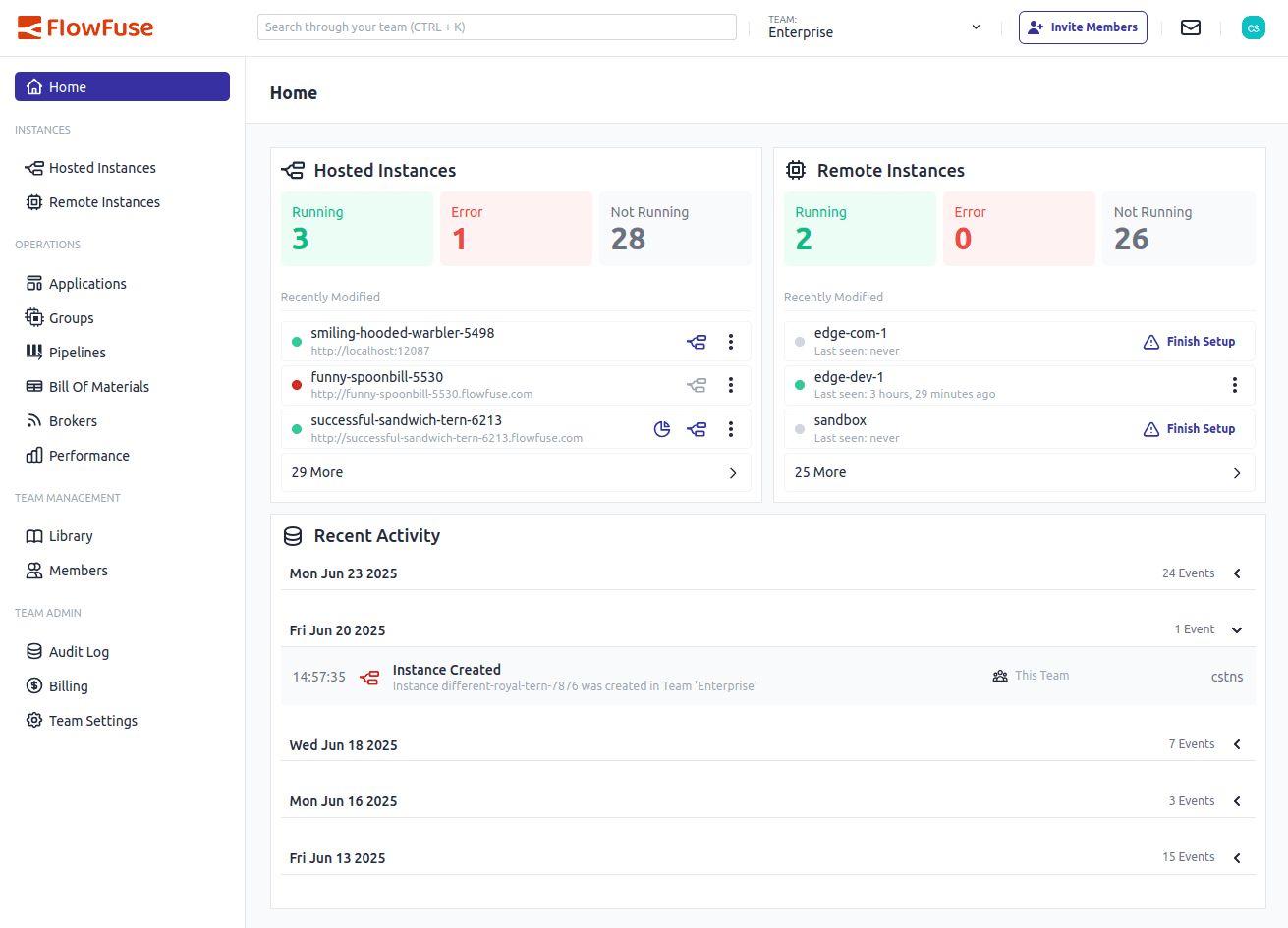Screenshot of the New Home Page
