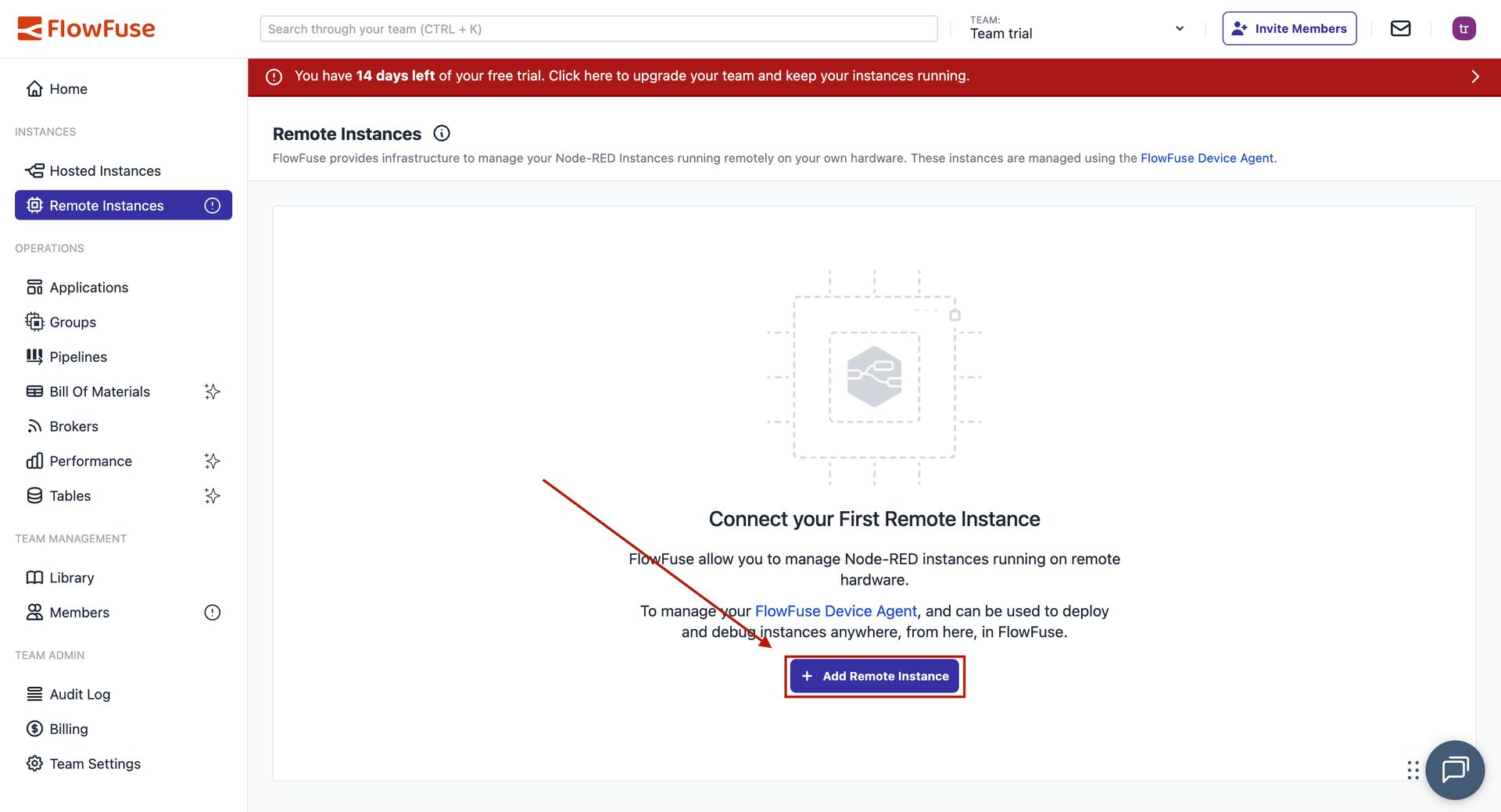 Add Remote Instance Button