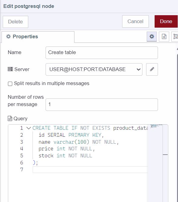 Creating table for product data "Creating table for product data"