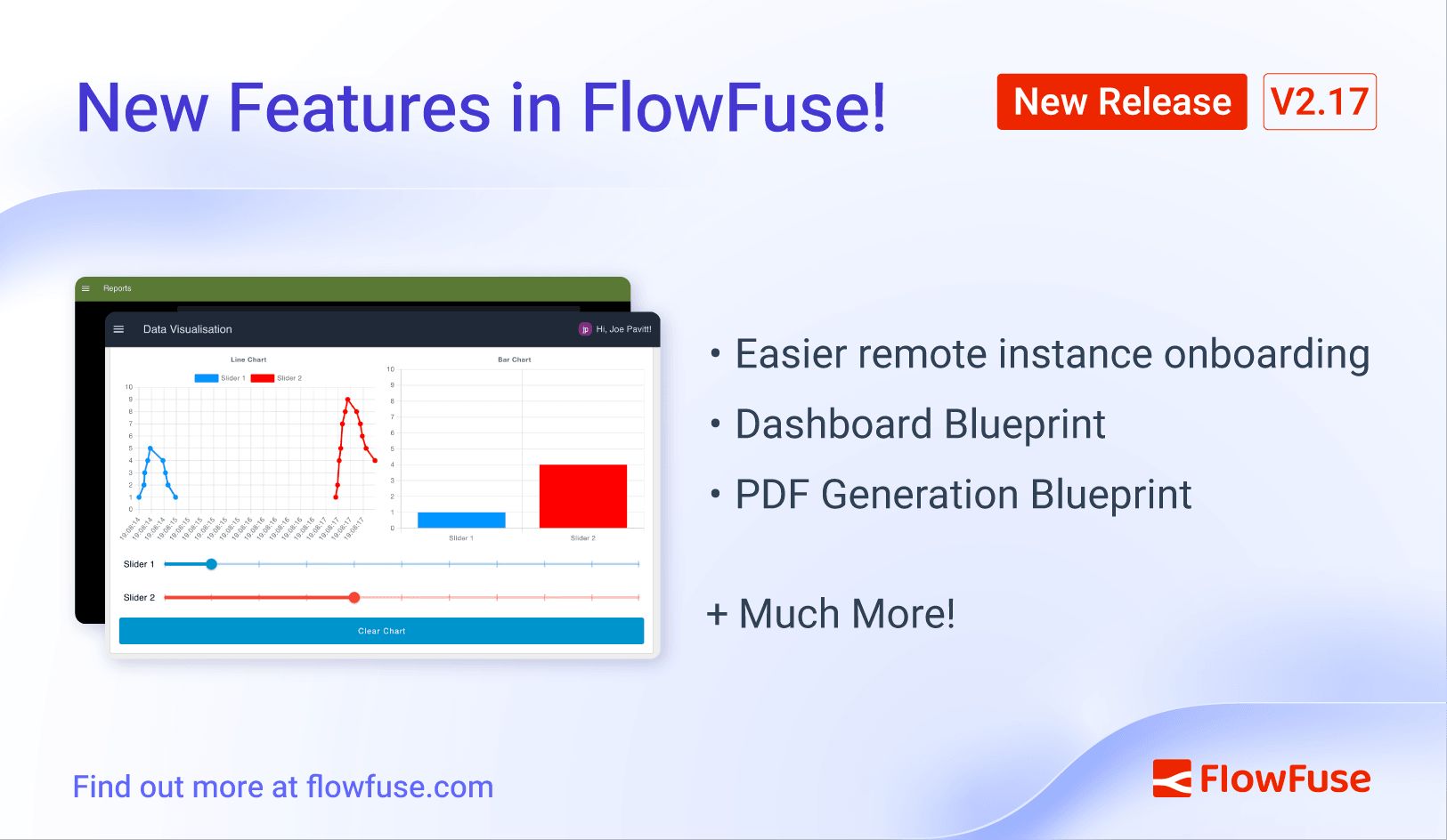 Image representing FlowFuse 2.17: Easier remote instance onboarding, Dashboard blueprint, PDF generation, and more