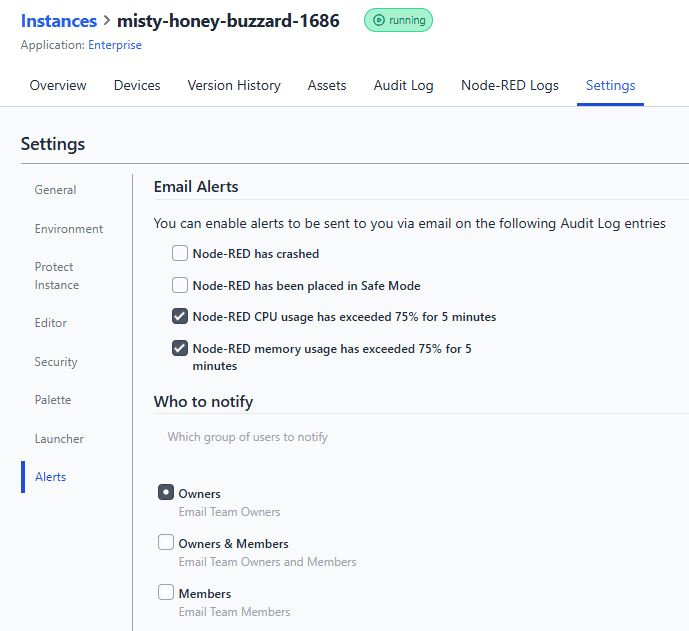 Screenshot of the new resource notifications settings