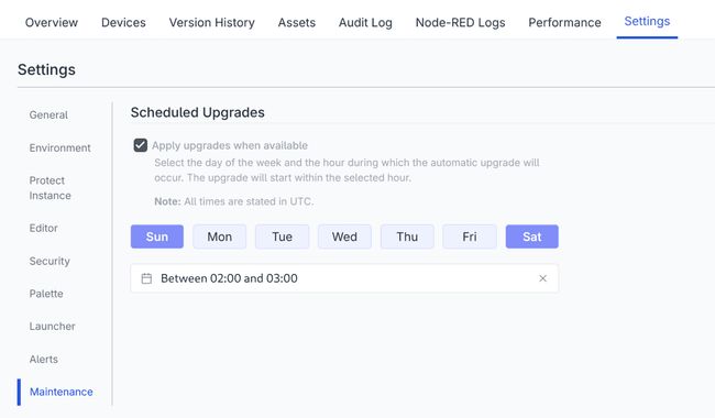 Image of Scheduled Updates UI
