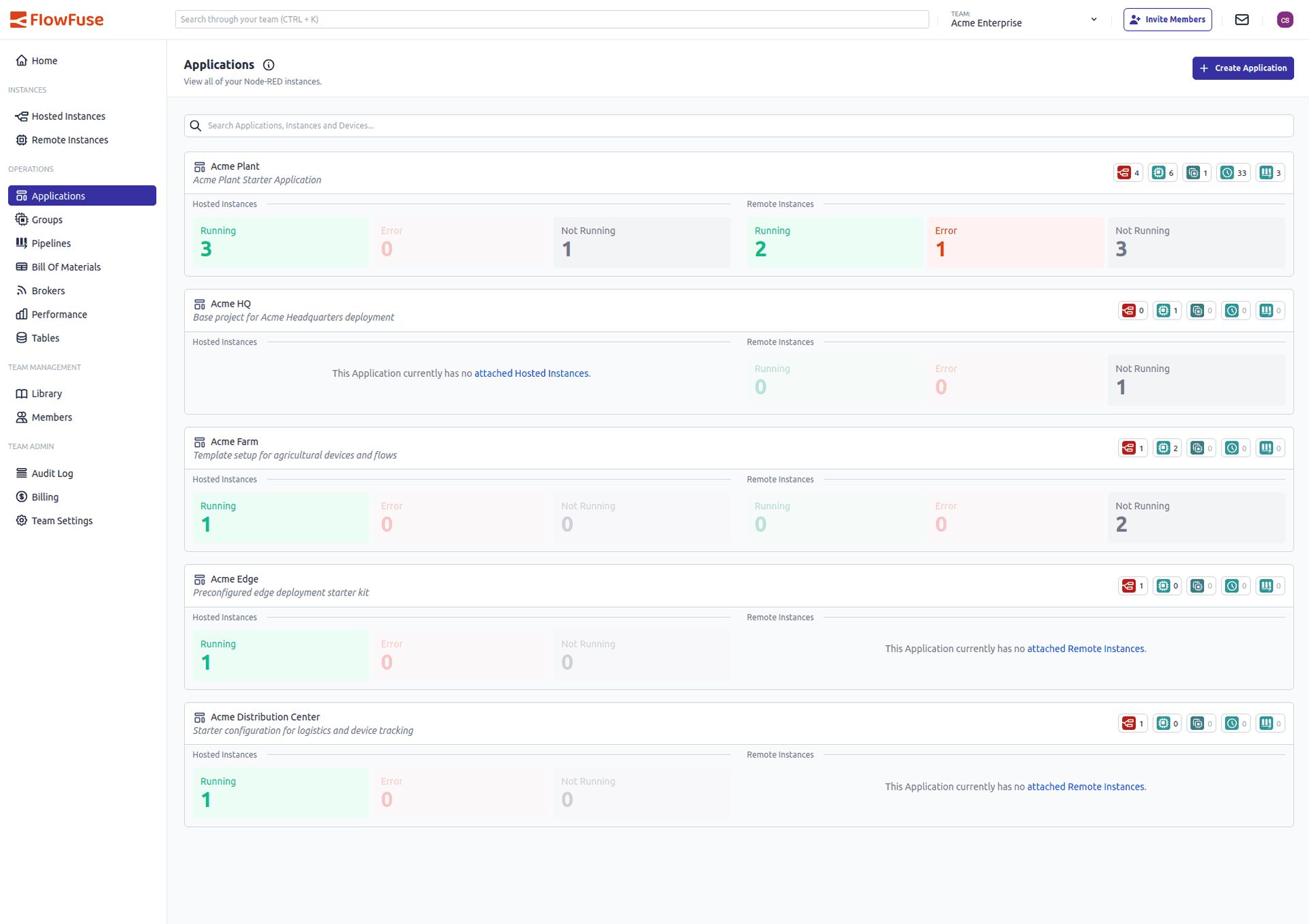 Screenshot of the Simplified Applications page