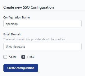 Screenshot showing the initial form to create ldap sso configuration "Screenshot showing the initial form to create ldap sso configuration"