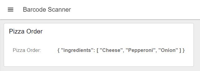 USB HID Scanned Barcode Pizza Ingredients