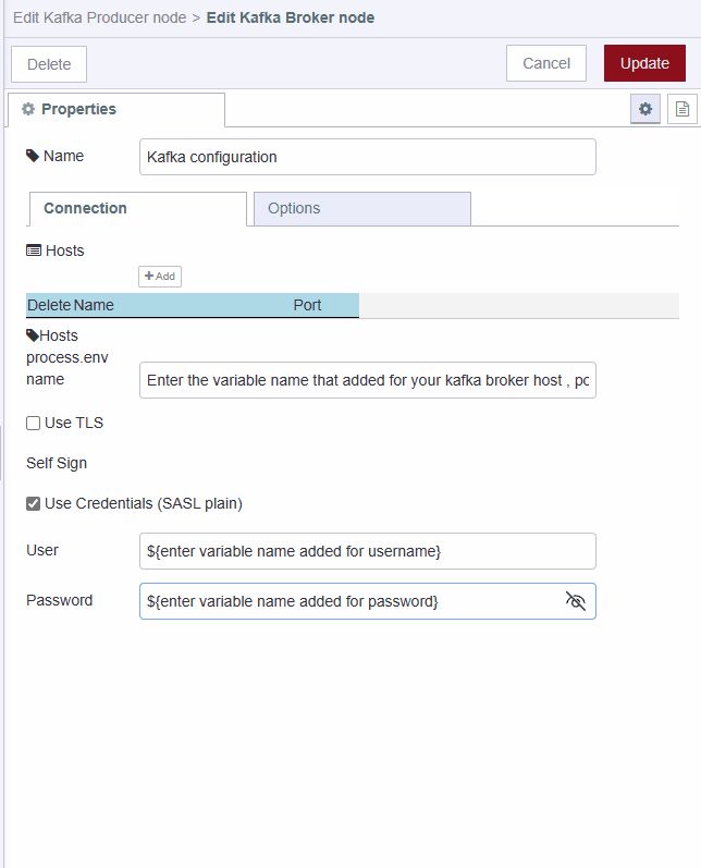 Screenshot showing configuration of kafka "Screenshot showing configuration of kafka"