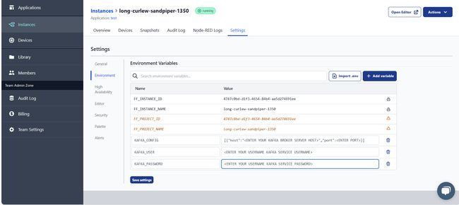 Screenshot showing adding environment variable in Node-RED "Screenshot showing adding environment variable in Node-RED"
