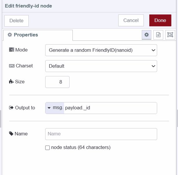 Screenshot displaying friend-id node configuration "Screenshot displaying friend-id node configuration"