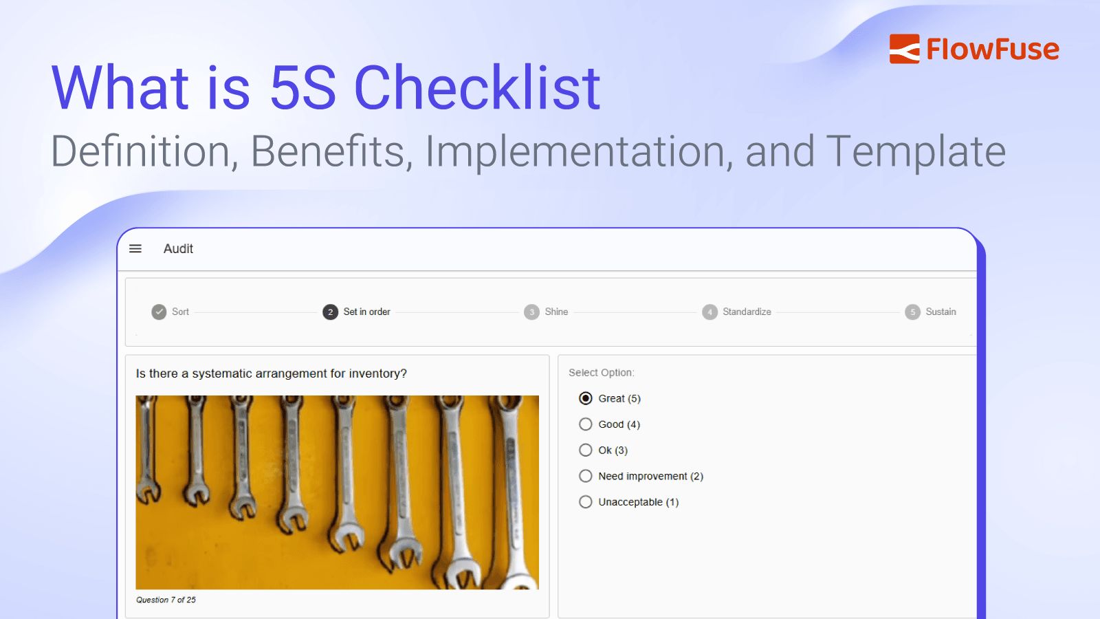 Image representing What is 5S Checklist: Definition, Benefits, Implementation, and Template
